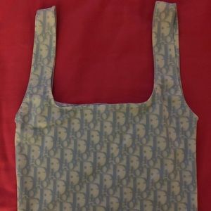 Light Blue Dior Print Square Neck Cami